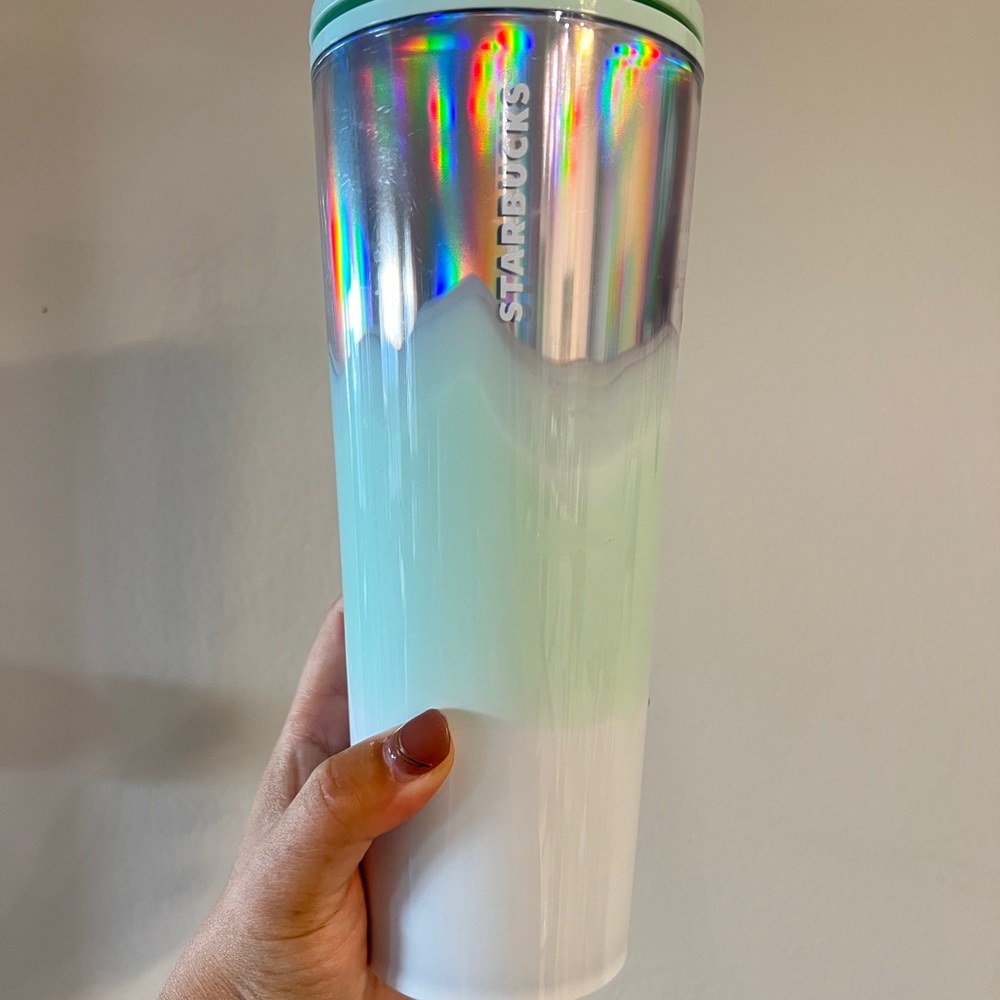 Starbucks Holographic White and Blue Tumbler
